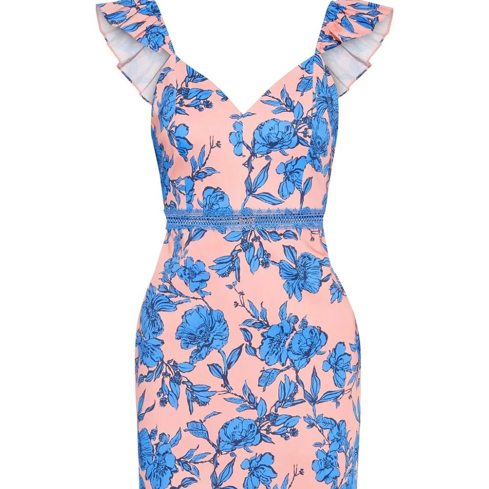 NWT Alice + Olivia Jade Floral Ruffle Strap Dress